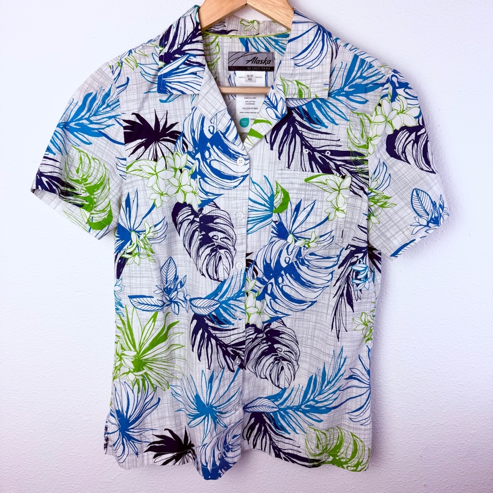 Alaska Airlines by Luly Yang Aloha Button Down Shirt Women’s Small